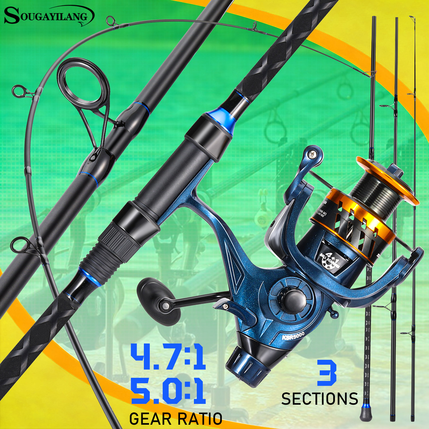 Surf Reel - Conjunto de Vara de Pesca Sougayilang