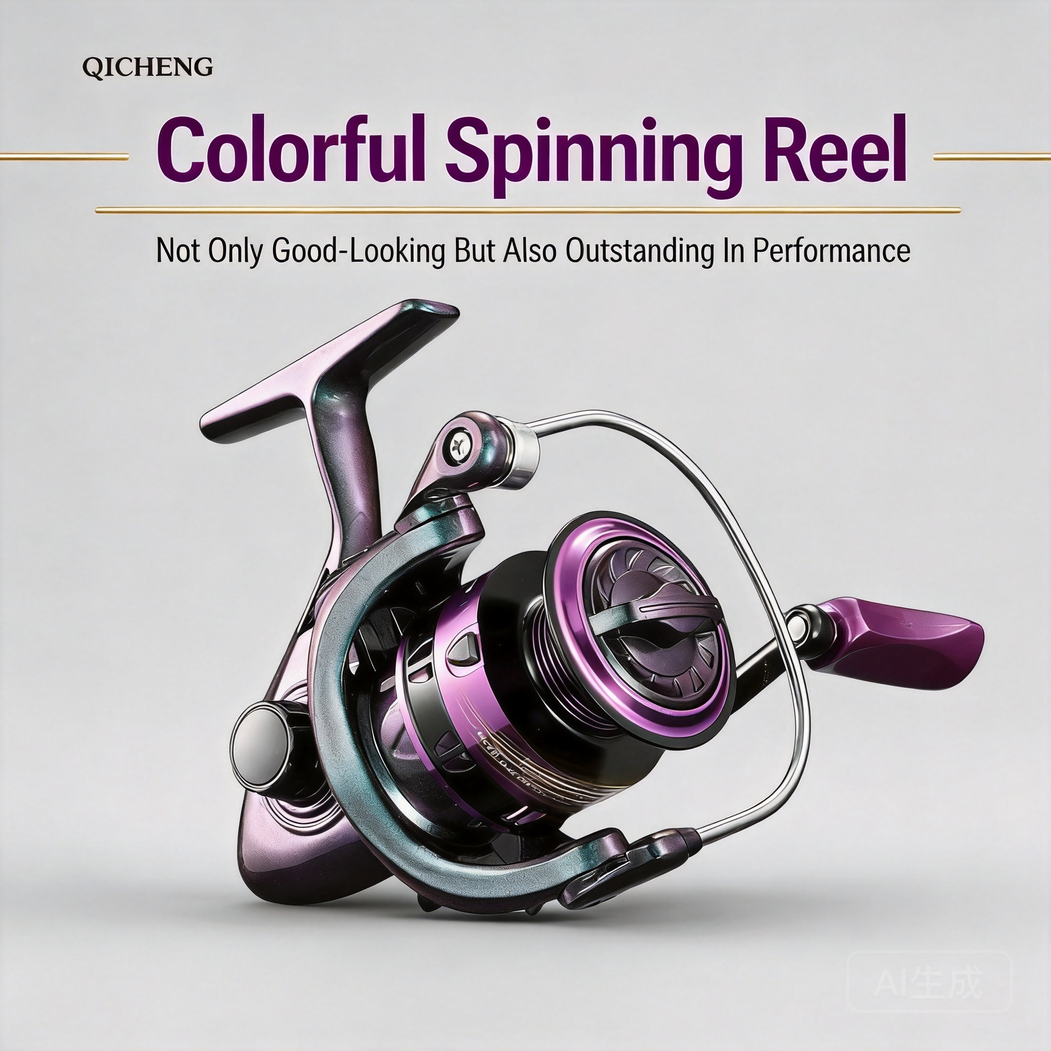 Ice Fishing Reel - Carretilha de Pesca Giratória Roxa Colorida