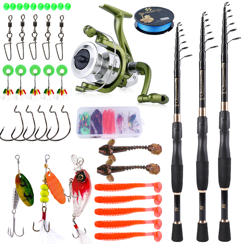 Spincast Reel - Sougayilang Telescópica Combo Pesca, Fibra De