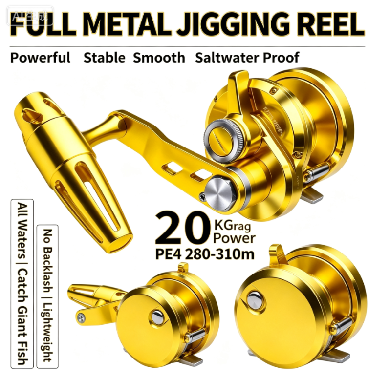 Ice Fishing Reel - Carretilha Convencional KJG400 de Metal Completo