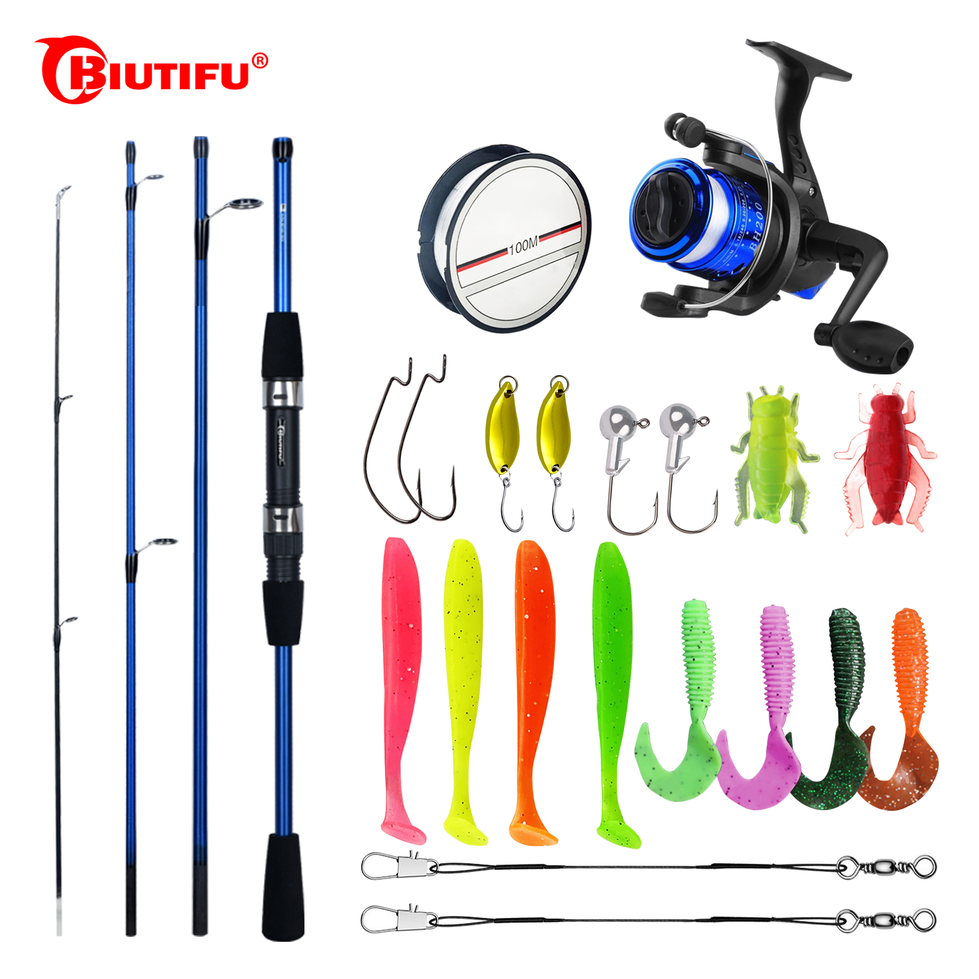 Spincast Reel - BIUTIFU-Spinning Pesca Rod Set, Freshwater Bass