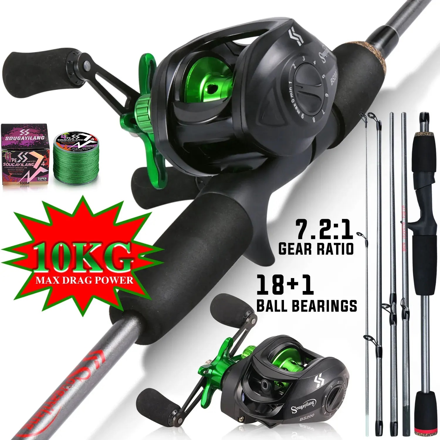 Sougayilang vara de pesca comb - Spincast Reel avaliação e preço